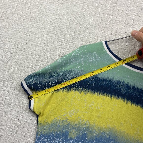 Brax Feel Good Abstract Multicolor Watercolor AOP Boho T-Shirt Womens Sz 36 - Picture 9 of 10